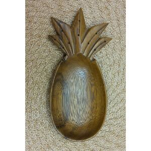Vintage Hawaii Monkey Pod Wood Pineapple Shaped Trinket Dish or Incenses tray